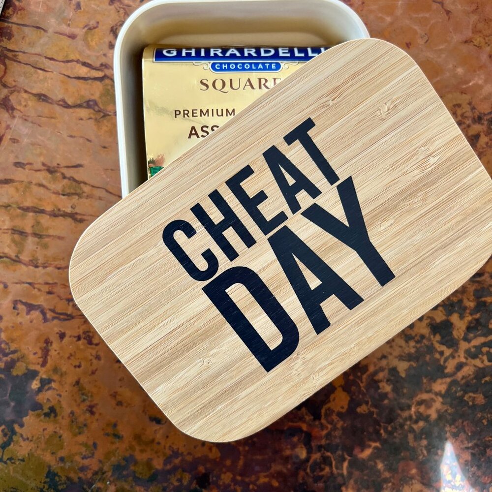 CHEAT DAY Bamboo Lunch Box with Sealed Lid and Box